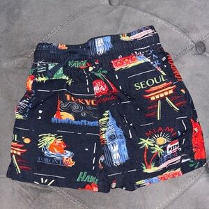 Kith navy blue kids Graphic Travel Print Shorts